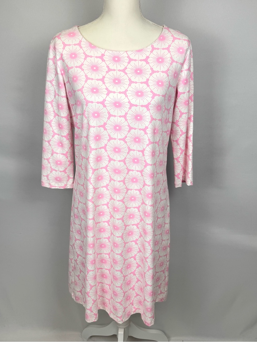 Mahi Gold Bimini Shift Dress Swim Coverup Pink Chatham Lace Size XL Beach Preppy - Picture 2 of 6